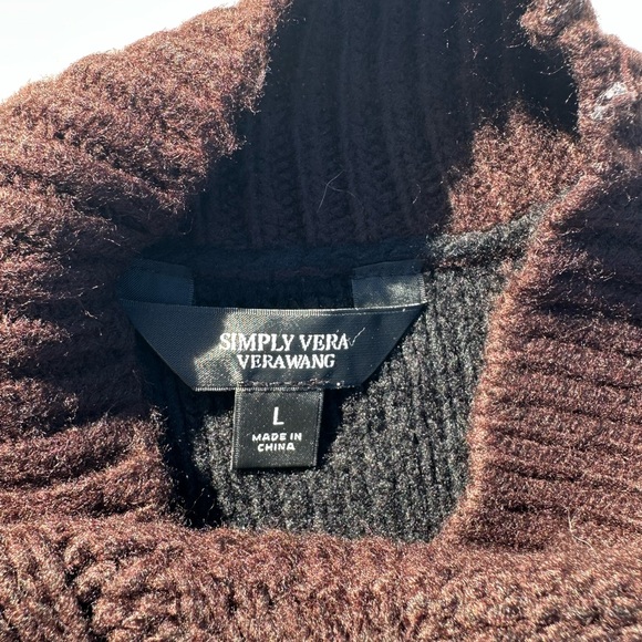 Simply Vera Vera Wang Brown and Black Cable Knit Sweater - Picture 5 of 6